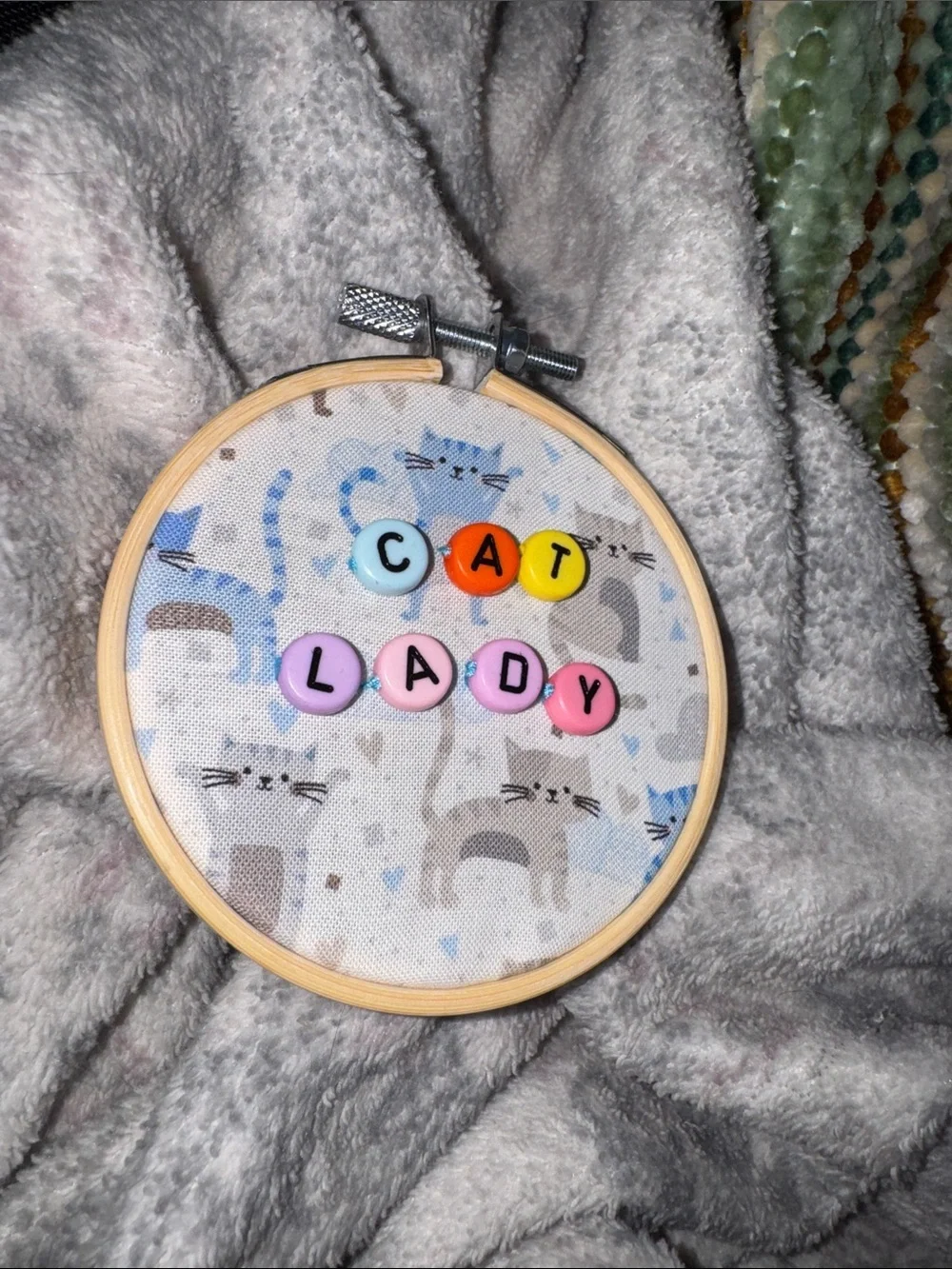 Cat Lady Embroidery Hoop Art - Pastel Multi Color